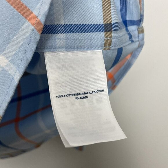 Lands End Men’s Blue Plaid Long Sleeve Button Up Shirt Traditional Fit Large - Picture 3 of 4